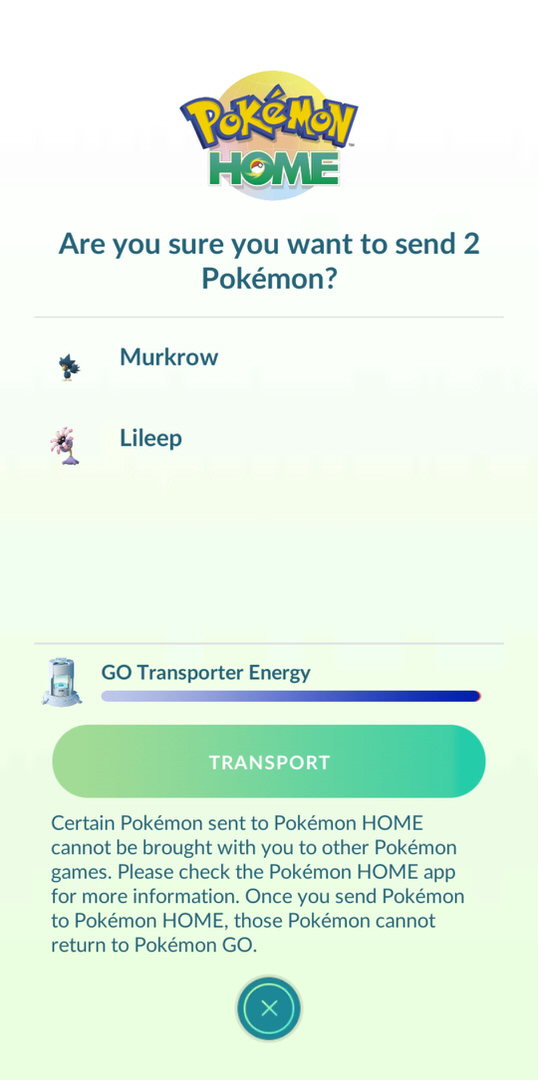 Move Pokémon to Pokémon HOME