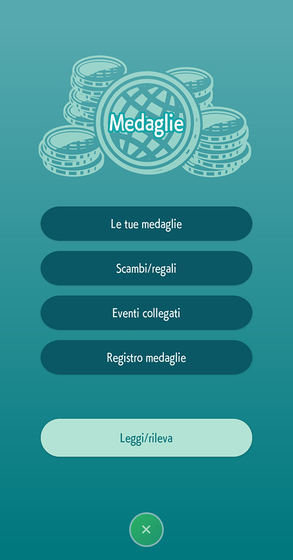 Medals - Your Medals, Trade/Gift, Related Events, Medal Logbook, Scan